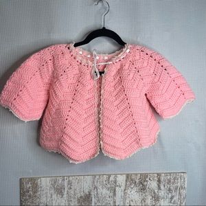 Girls pink handmade crochet cardigan